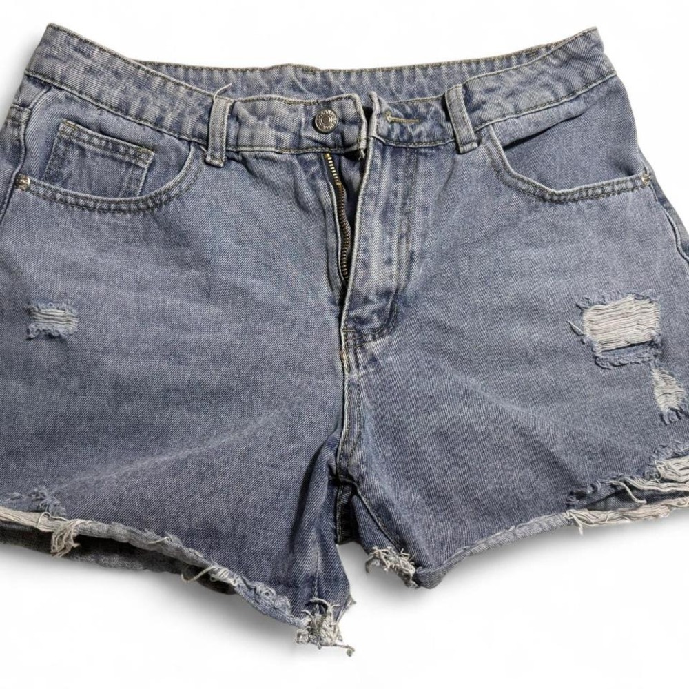 SHEIN‎ Women Blue Denim Distressed Ripped Cutoff Jean Shorts Size 32